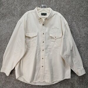Vintage Croft & Barrow Mens XL Cream Cotton Denim Button Down Shirt